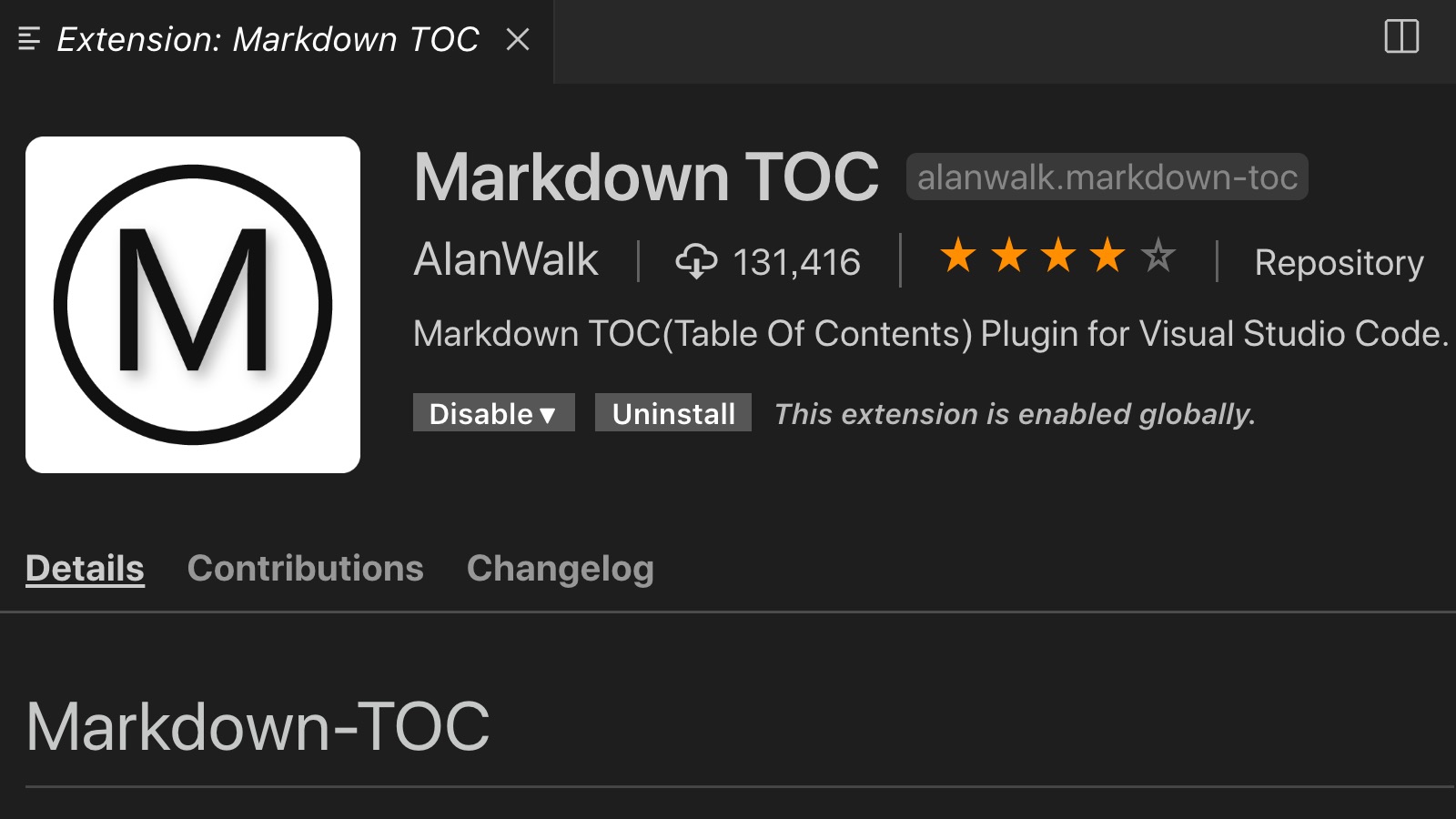 Visual studio code markdown toc michimani